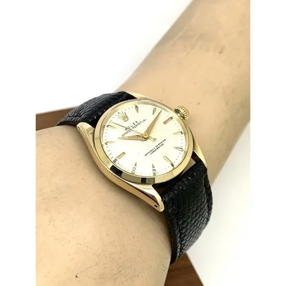 Rolex Oyster Perpetual Women's Watch Vintage Swiss Automatic 14k Gold Case - Picture 5 of 14